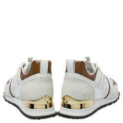 Louis Vuitton White Mesh And Monogram Canvas Reverse Run Away Sneakers Size 37