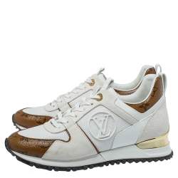 Louis Vuitton White Mesh And Monogram Canvas Reverse Run Away Sneakers Size 37