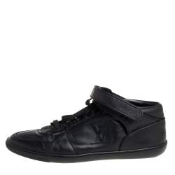 Pre Owned Louis Vuitton Black Leather Vintage Velcro Strap Sneaker Size 38.5