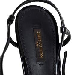 مملوكة مسبقًا Louis Vuitton Black Patent Leather Flower Embellished Ankle Strap Sandals Size 41