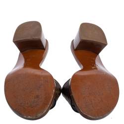 مملوكة مسبقًا Louis Vuitton Brown/Beige Monogram Canvas Lock It Slide Sandals Size 35