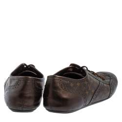 Pre Owned Louis Vuitton Brown Monogram Canvas and Leather Lyrics Low Top Sneakers Size 41