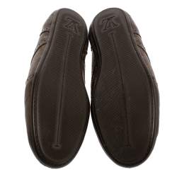 Pre Owned Louis Vuitton Brown Monogram Canvas and Leather Lyrics Low Top Sneakers Size 41