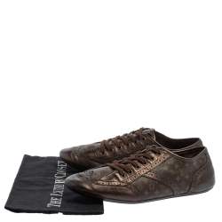 Pre Owned Louis Vuitton Brown Monogram Canvas and Leather Lyrics Low Top Sneakers Size 41