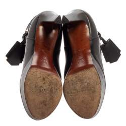 Pre Owned بوت للكاحل لوي فيتون جلد أسود نعل سميك مقاس 36