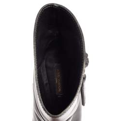 Pre Owned بوت للكاحل لوي فيتون جلد أسود نعل سميك مقاس 36