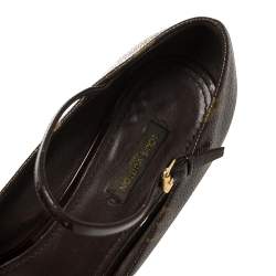 Pre Owned Louis Vuitton Brown/Beige Monogram Canvas Vanity Ankle Strap Peep Toe Pumps Size 39