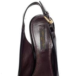 مملوكة مسبقًا Louis Vuitton Amarante Monogram Vernis Leather Pantheon Wedge Sandals Size 37