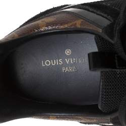 Louis Vuitton Black/Brown Mesh And Monogram Canvas Run Away Sneakers Size 38.5