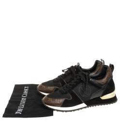 Louis Vuitton Black/Brown Mesh And Monogram Canvas Run Away Sneakers Size 38.5