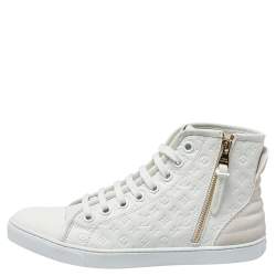 مملوكة مسبقًا Louis Vuitton White Monogram Empreinte Leather Punchy High Top Sneakers Size 38