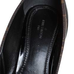 Pre Owned Louis Vuitton Brown/Black Monogram Canvas And Patent Leather Cherie Pumps Size 38