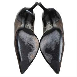 Pre Owned Louis Vuitton Brown/Black Monogram Canvas And Patent Leather Cherie Pumps Size 38