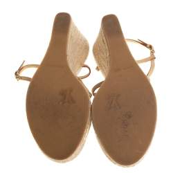 Pre Owned صندل لوي فيتون كعب روكي إسبادريل دايفين ترانكس أند باجز جلد فاتشيتا أزرق وبيج مقاس 38