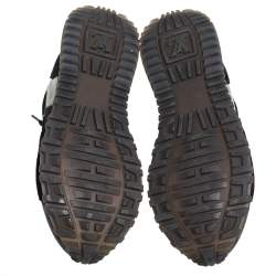 Pre Owned Louis Vuitton Black Suede And Mesh Run Away Lace Up Sneakers Size 37