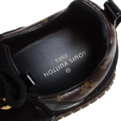 Pre Owned Louis Vuitton Black Suede And Mesh Run Away Lace Up Sneakers Size 37