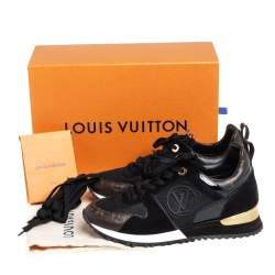 Pre Owned Louis Vuitton Black Suede And Mesh Run Away Lace Up Sneakers Size 37