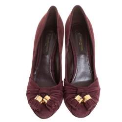 Louis Vuitton Burgundy Suede Leather Knot Confident Tassel Platform Pumps Size 36