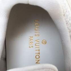 Louis Vuitton White Knit Fabric And Leather Aftergame Lace Up Sneakers Size 38