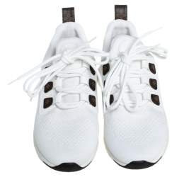 Louis Vuitton White Knit Fabric And Leather Aftergame Lace Up Sneakers Size 38
