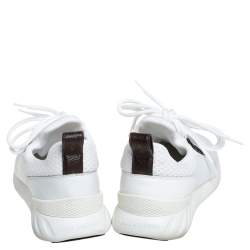 Louis Vuitton White Knit Fabric And Leather Aftergame Lace Up Sneakers Size 38