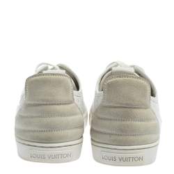 Pre Owned Louis Vuitton White Monogram Leather and Suede Low Top Sneakers Size 37.5