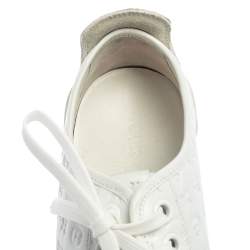 Pre Owned Louis Vuitton White Monogram Leather and Suede Low Top Sneakers Size 37.5