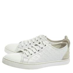 Pre Owned Louis Vuitton White Monogram Leather and Suede Low Top Sneakers Size 37.5