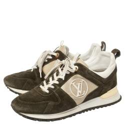 Louis Vuitton Green Suede And Mesh Run Away Lace Up Sneakers Size 39
