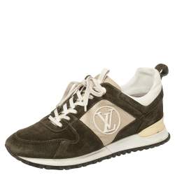Louis Vuitton Green Suede And Mesh Run Away Lace Up Sneakers Size 39