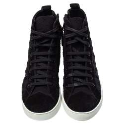 Louis Vuitton Black Monogram Neoprene and Suede Stellar High Top Sneakers Size 36.5