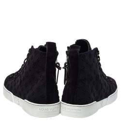Louis Vuitton Black Monogram Neoprene and Suede Stellar High Top Sneakers Size 36.5
