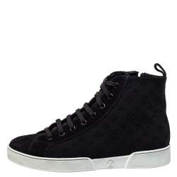 Louis Vuitton Black Monogram Neoprene and Suede Stellar High Top Sneakers Size 36.5