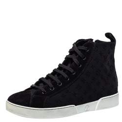 Louis Vuitton Black Monogram Neoprene and Suede Stellar High Top Sneakers Size 36.5