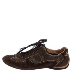 مملوكة مسبقًا Louis Vuitton Brown Suede And Monogram Canvas Energie Sneakers Size 38.5