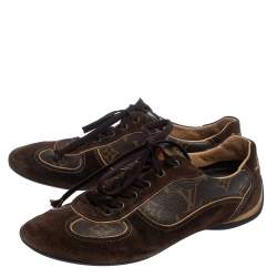 مملوكة مسبقًا Louis Vuitton Brown Suede And Monogram Canvas Energie Sneakers Size 38.5