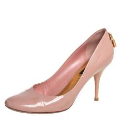 Authentic Louis Vuitton Pale Pink Patent Leather Heels Size 37.5 EUR