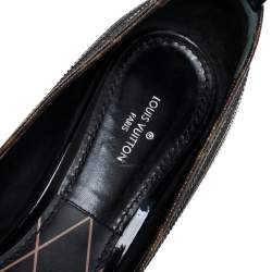 Pre Owned حذاء كعب عالي لوي فيتون ماري جان جلد و كانفاس مونوغرامي أسود و بني مقاس 38