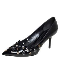 Louis Vuitton Black Purple Satin Bi Joux Jeweled Heels Pumps Shoes