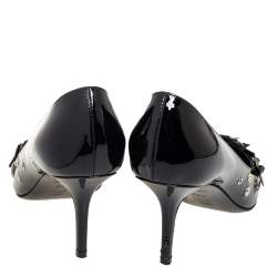 Louis Vuitton Black Patent Leather Applique Embellished Pointed Toe Pumps Size 39.5