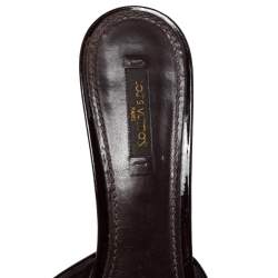 Pre Owned Louis Vuitton Brown Monogram Canvas And Patent Leather Malibu Slides Sandals Size 39.5