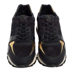 مملوكة مسبقًا Louis Vuitton Dark Blue Suede, Patent And Fabric Run Away Low Top Sneakers Size 36