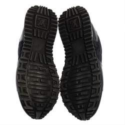 مملوكة مسبقًا Louis Vuitton Dark Blue Suede, Patent And Fabric Run Away Low Top Sneakers Size 36