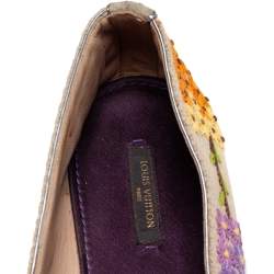 Pre Owned Louis Vuitton Multicolor Floral Embroidered Canvas Ballet Flats Size 41