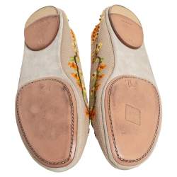 Pre Owned Louis Vuitton Multicolor Floral Embroidered Canvas Ballet Flats Size 41