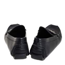 Pre Owned Louis Vuitton Black Leather Lombok Slip On Loafers Size 40.5