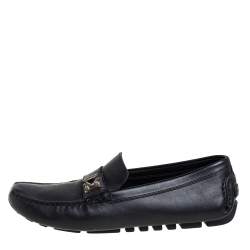 Pre Owned Louis Vuitton Black Leather Lombok Slip On Loafers Size 40.5