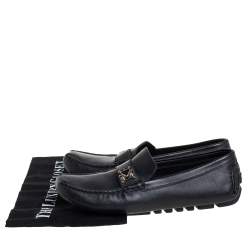 Pre Owned Louis Vuitton Black Leather Lombok Slip On Loafers Size 40.5