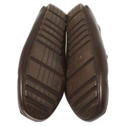 Pre Owned Louis Vuitton Dark Brown Leather Lombok Slip On Loafers Size 41