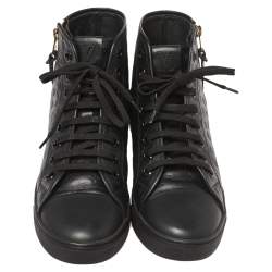 Pre Owned Louis Vuitton Black  Monogram Empreinte Leather Punchy High Top Sneaker Size 38.5